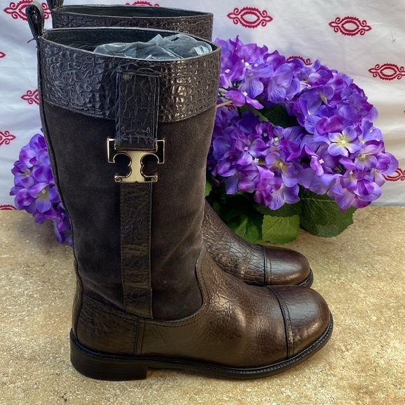 Tory Burch Corey Leather & Suede Boots SZ 10 - Picture 2 of 7
